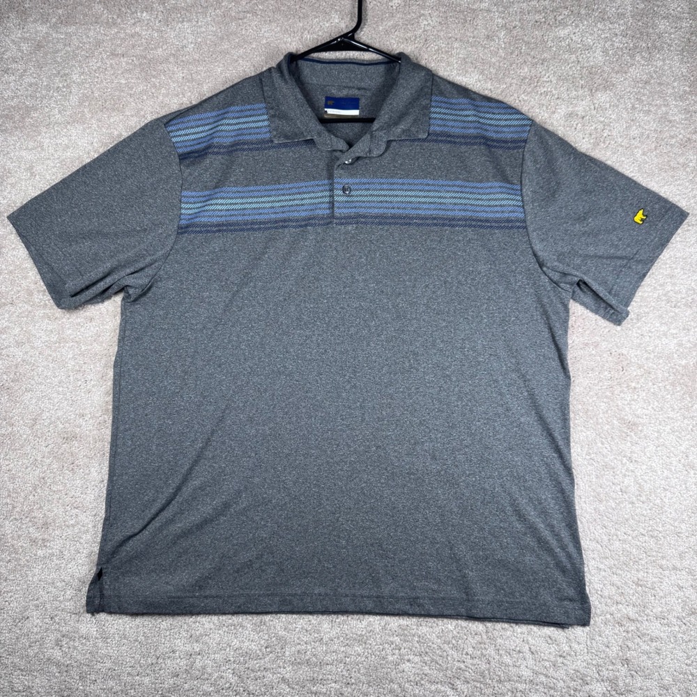 Jack Nicklaus Mens StayDri Performance Golf Polo Shirt Grey Blue Striped‎ XL